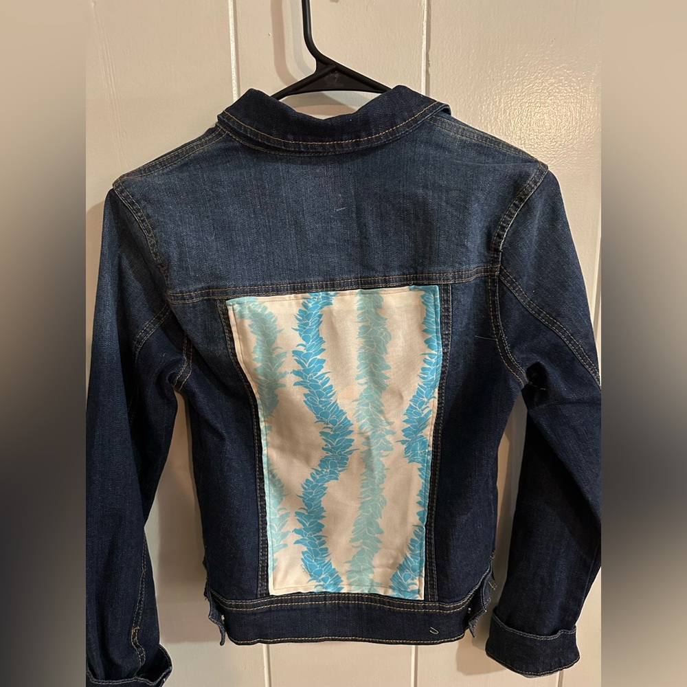 Hawaiian print Denim "lei" jacket